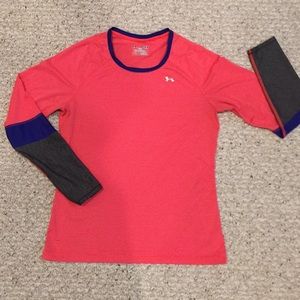 Under Armour orange striped heat gear workout top